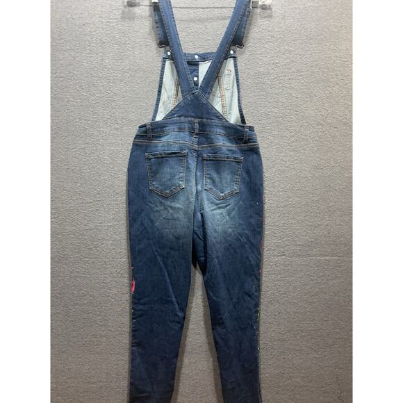 Wax Jeans Paint Splatter Skinny Overalls Blue Womens Size Small - Picture 3 of 16